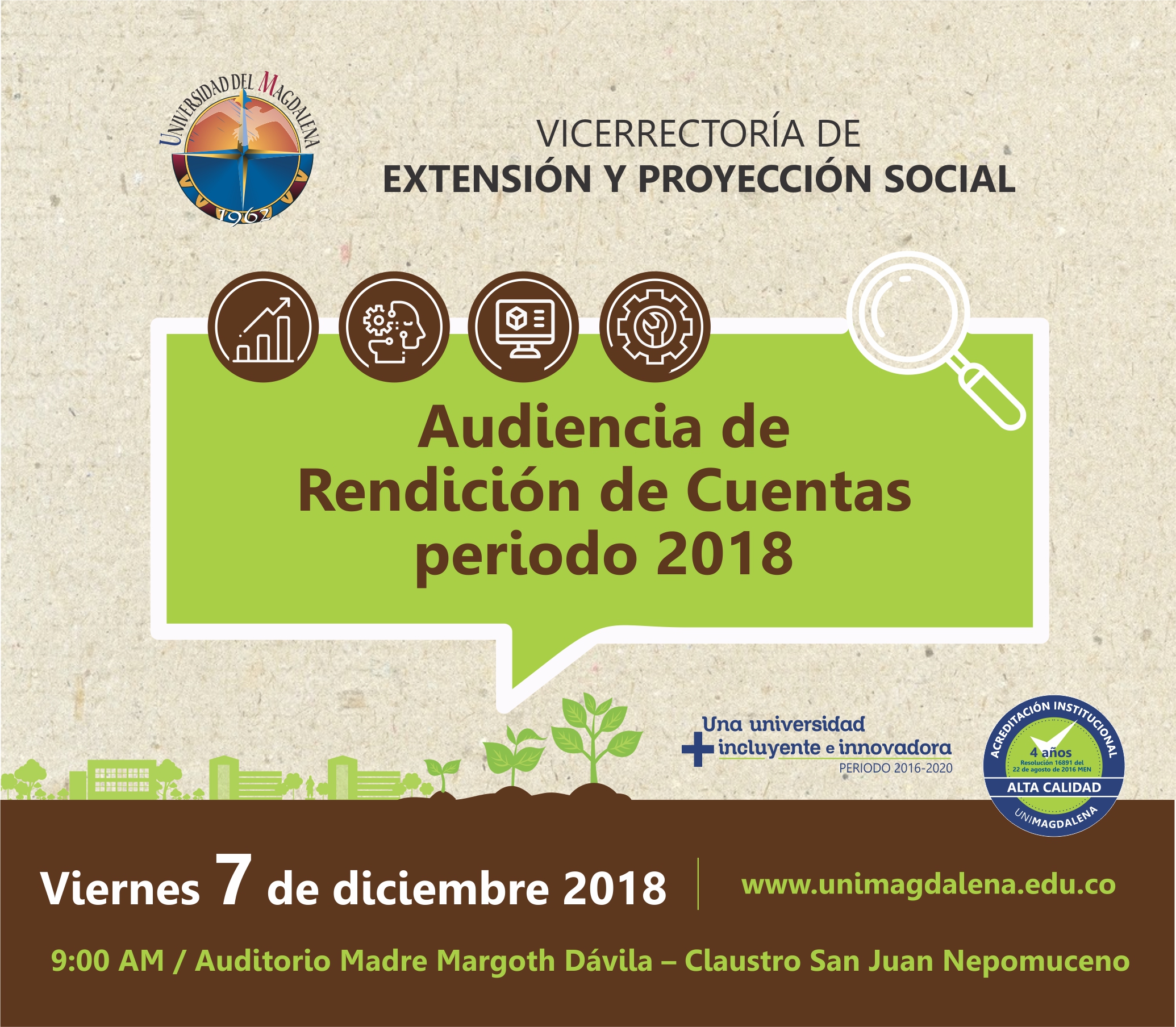 Anuncio de rendición de cuentas de vicerrectoría de extensión 2018